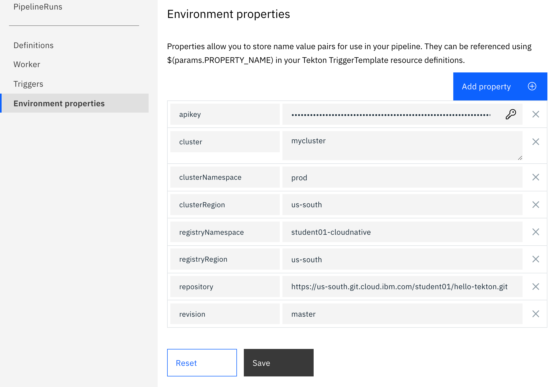 Environment properties